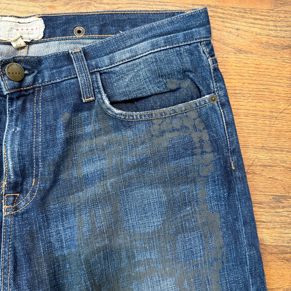 Marni X Current/Elliott Military Pearl Patterned Boyfriend Jeans View 2